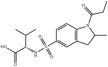 3-methyl-2-{[(2-methyl-1-propionyl-2,3-dihydro-1H-indol-5-yl)sulfonyl]amino}butanoic acid Struktur