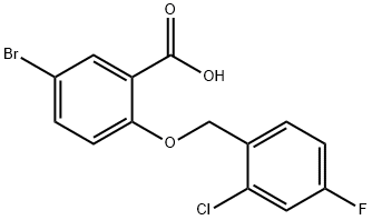 5-bromo-2-[(2-chloro-4-fluorobenzyl)oxy]benzoic acid Struktur