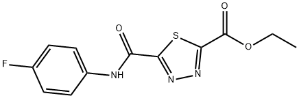 ethyl 5-{[(4-fluorophenyl)amino]carbonyl}-1,3,4-thiadiazole-2-carboxylate Struktur