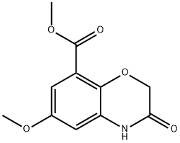 Methyl 6-methoxy-3-oxo-3,4-dihydro-2H-1,4-benzoxazine-8-carboxylate Struktur