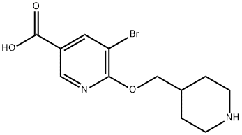 5-bromo-6-(piperidin-4-ylmethoxy)nicotinic acid Struktur