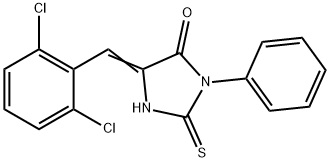 (5E)-5-(2,6-dichlorobenzylidene)-2-mercapto-3-phenyl-3,5-dihydro-4H-imidazol-4-one Struktur