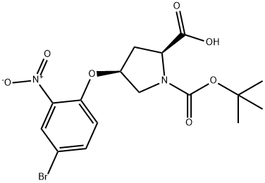 (2S,4S)-4-(4-Bromo-2-nitrophenoxy)-1-(tert-butoxycarbonyl)-2-pyrrolidinecarboxylic acid Struktur