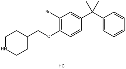 4-{[2-Bromo-4-(1-methyl-1-phenylethyl)phenoxy]-methyl}piperidine hydrochloride Struktur