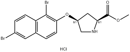 Methyl (2S,4S)-4-[(1,6-dibromo-2-naphthyl)oxy]-2-pyrrolidinecarboxylate hydrochloride Struktur