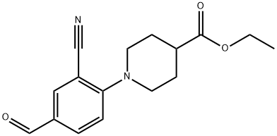 Ethyl 1-(2-cyano-4-formylphenyl)piperidine-4-carboxylate Struktur