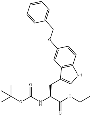 Ethyl 3-[5-(benzyloxy)-1H-indol-3-yl]-2-{[(tert-butoxy)carbonyl]amino}propanoate Struktur