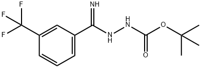 N'-[1-Amino-1-(3-(trifluoromethyl)phenyl)methylide ne]hydrazinecarboxylic acid tert-butyl ester Struktur