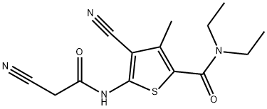 4-cyano-5-[(cyanoacetyl)amino]-N,N-diethyl-3-methylthiophene-2-carboxamide Struktur