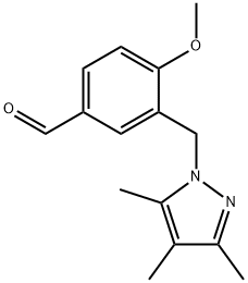 4-methoxy-3-[(3,4,5-trimethyl-1H-pyrazol-1-yl)methyl]benzaldehyde Struktur