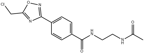 N-[2-(acetylamino)ethyl]-4-[5-(chloromethyl)-1,2,4-oxadiazol-3-yl]benzamide Struktur