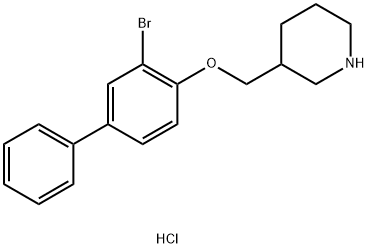 3-{[(3-Bromo[1,1'-biphenyl]-4-yl)oxy]-methyl}piperidine hydrochloride Struktur