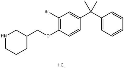 3-{[2-Bromo-4-(1-methyl-1-phenylethyl)phenoxy]-methyl}piperidine hydrochloride Struktur