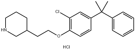 2-Chloro-4-(1-methyl-1-phenylethyl)phenyl2-(3-piperidinyl)ethyl ether hydrochloride Struktur