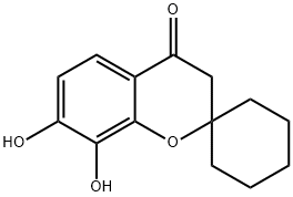 7,8-Dihydroxyspiro[chromene-2,1'-cyclohexan]-4(3H)-one Struktur