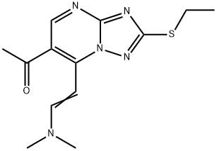 1-[7-[(E)-2-(Dimethylamino)vinyl]-2-(ethylthio)-[1,2,4]triazolo[1,5-a]pyrimidin-6-yl]ethanone Struktur