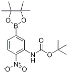 tert-Butyl [2-nitro-5-(4,4,5,5-tetramethyl-1,3,2-dioxaborolan-2-yl)phenyl]carbamate, 2-Nitro-5-(4,4,5,5-tetramethyl-1,3,2-dioxaborolan-2-yl)aniline, N-BOC protected Struktur