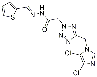 N'1-(2-thienylmethylidene)-2-{5-[(4,5-dichloro-1H-imidazol-1-yl)methyl]-2H-1,2,3,4-tetraazol-2-yl}ethanohydrazide Struktur