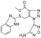 Methyl 1-(4-amino-1,2,5-oxadiazol-3-yl)-5-[(1H-1,3-benzimidazol-2-ylsulphanyl)methyl]-1H-1,2,3-triazole-4-carboxylate- Struktur