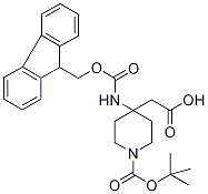 (4-Aminopiperidin-4-yl)acetic acid, N1-BOC N4-FMOC protected Struktur