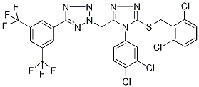 2-{[5-[(2,6-dichlorobenzyl)thio]-4-(3,4-dichlorophenyl)-4H-1,2,4-triazol-3-yl]methyl}-5-[3,5-di(trifluoromethyl)phenyl]-2H-1,2,3,4-tetraazole Struktur