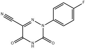 6-Cyano-3,5-dioxo-2-(4-fluorophenyl)-2,3,4,5-tetrahydro-1,2,4-triazine Struktur