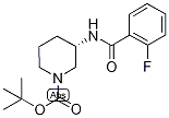 tert-Butyl (3S)-3-[(2-fluorobenzoyl)amino]piperidine-1-carboxylate, (3S)-1-(tert-Butoxycarbonyl)-3-[(2-fluorobenzoyl)amino]piperidine, N-[(3S)-1-(tert-Butoxycarbonyl)piperidin-3-yl]-2-fluorobenzamide Struktur