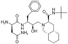 2-Amino-N-[1-benzyl-3-(3-tert-butylcarbamoyl-octahydro-isoquinolin-2-yl)-2-hydropropyl]-succinamide Struktur