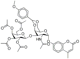 4-MethyluMbelliferyl 2-AcetaMido-2-deoxy-3-O-(tetra-O-acetyl-β-D-galactopyranosyl)-4,6-O-(p-MethoxyphenylMethylene)-α-D-galactopyranoside Struktur