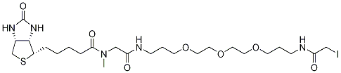 N’-(13-Iodoacetamido-4,7,10-trioxatridecanyl-2,2’,3,3’,11,11’,12,12’-d8)-N-methyl-N-biotinylglycinamide Struktur