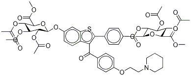 Raloxifene 6,4’-Bis(2,3,4,6-tetra-O-acetyl-β-D-glucuronide Methyl Ester) Struktur