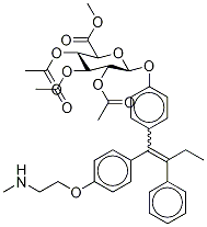 N-DesMethyl-4-hydroxy TaMoxifen Tri-O-acetyl-β-D-glucuronic Acid Methyl Ester (E/Z Mixture) Struktur