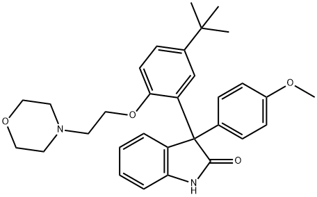 3-(5-tert-Butyl-2-(2-morpholinoethoxy)phenyl)-3-(4-methoxyphenyl)indolin-2-one Struktur