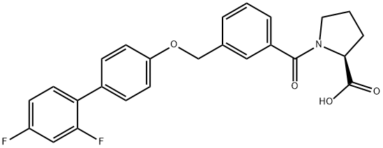 (S)-1-(3-(((2',4'-Difluoro-[1,1'-biphenyl]-4-yl)oxy)methyl)benzoyl)pyrrolidine-2-carboxylic acid Struktur