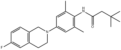 N-[4-(6-Fluoro-3,4-dihydro-2(1H)-isoquinolinyl)-2,6-dimethylphenyl]-3,3-dimethylbutanamide Struktur