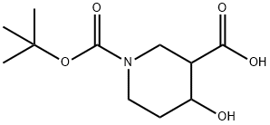 1-(tert-butoxycarbonyl)-4-hydroxypiperidine-3-carboxylic acid Struktur