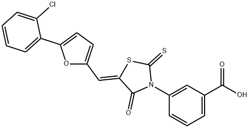 (Z)-3-(5-((5-(2-chlorophenyl)furan-2-yl)Methylene)-4-oxo-2-thioxothiazolidin-3-yl)benzoic acid Struktur