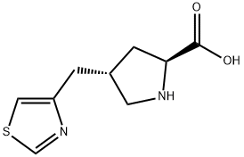 (2S,4S)-4-(thiazol-4-ylMethyl)pyrrolidine-2-carboxylic acid Struktur