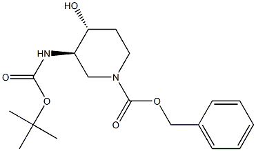 (3R,4R)-BENZYL 3-(TERT-BUTOXYCARBONYLAMINO)-4-HYDROXYPIPERIDINE-1-CARBOXYLATE Struktur