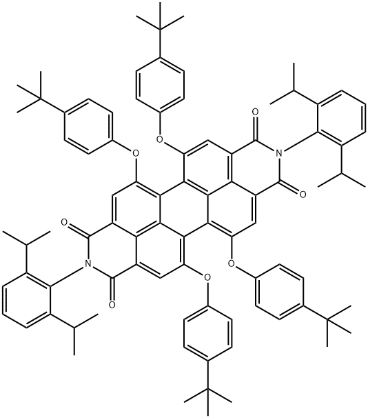 1,6,7,12-Tetrakis(4-tert-butylphenoxy)-N,N'-bis(2,6-diisopropylphenyl)-3,4,9,10-perylenetetracarboxylic DiiMide Struktur