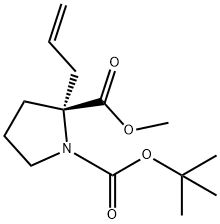 1,2-Pyrrolidinedicarboxylic acid, 2-(2-propen-1-yl)-, 1-(1,1-diMethylethyl) 2-Methyl ester, (2R)- Struktur