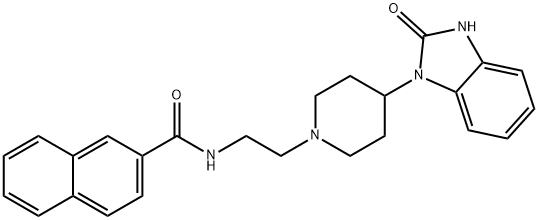 N-(2-{4-[2-oxo-2,3-dihydro-1H-benzo(d)iMidazol-1-yl]piperidin-1-yl}ethyl)-2-naphthaMide Struktur