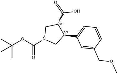 Boc-(+/-)-trans-4-(3-MethoxyMethyl-phenyl)-pyrrolidine-3-carboxylic acid Struktur