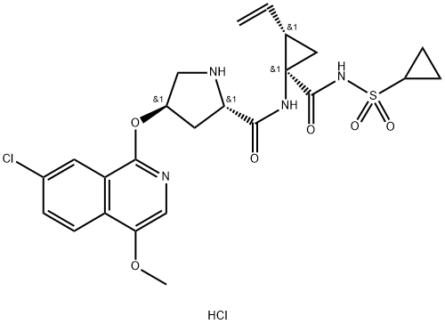 (2S,4R)-4-((7-chloro-4-Methoxyisoquinolin-1-yl)oxy)-N-((1R,2S)-1-((cyclopropylsulfonyl)carbaMoyl)-2-vinylcyclopropyl)pyrrolidine-2-carboxaMide hydrochloride Struktur