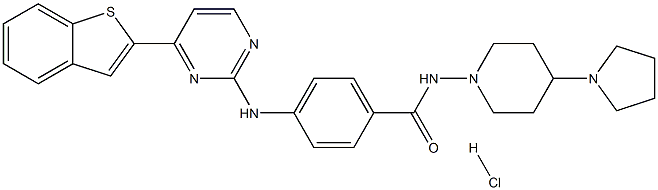 N-(4-Pyrrolidin-1-yl-piperidin-1-yl)-[4-(4-benzo[b]thiophen-2-yl-pyrimidin-2-ylamino)phenyl]carboxamidehydrochloride Struktur