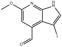 3-Iodo-6-Methoxy-7-azaindole-4-carbaldehyde Struktur