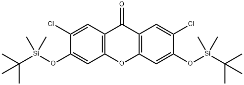 3,6-Bis[[(tert-Butyldimethylsilyl]oxy]- 9H-xanthen-9-one Struktur