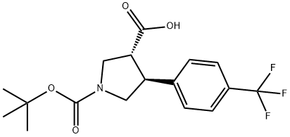 (3R,4S)-1-(tert-Butoxycarbonyl)-4-(4-(trifluoroMethyl)phenyl)pyrrolidine-3-carboxylic acid Struktur