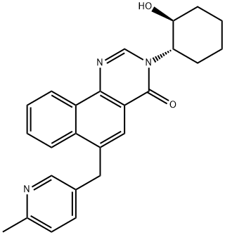 3-[(1S,2S)-2-Hydroxycyclohexyl]-6-[(6-methyl-3-pyridinyl)methyl]benzo[h]quinazolin-4(3H)-one Struktur