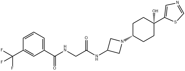 BenzaMide, N-[2-[[1-[trans-4-hydroxy-4-(5-thiazolyl)cyclohexyl]-3-azetidinyl]aMino]-2-oxoethyl]-3-(trifluoroMethyl)- Struktur